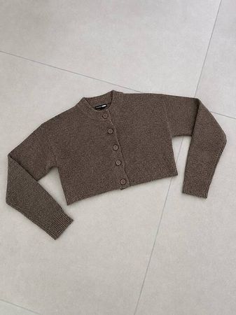 Strick Crop Cardigan Gr. XS NEU Braun