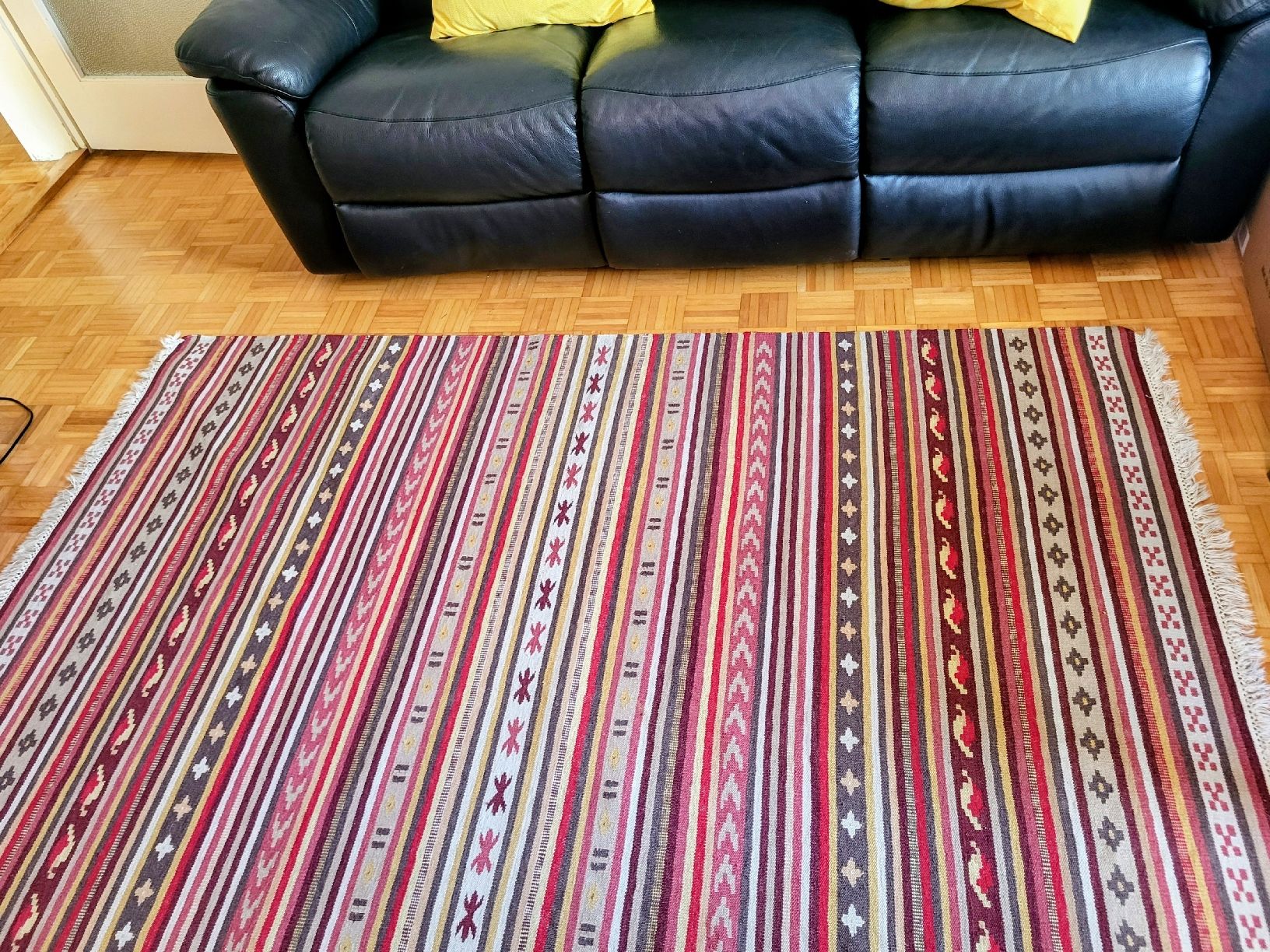 Tappeti: Tapis à rayures, tons rouges et ocres – Usato da Vevey venduto da Nirgal 2