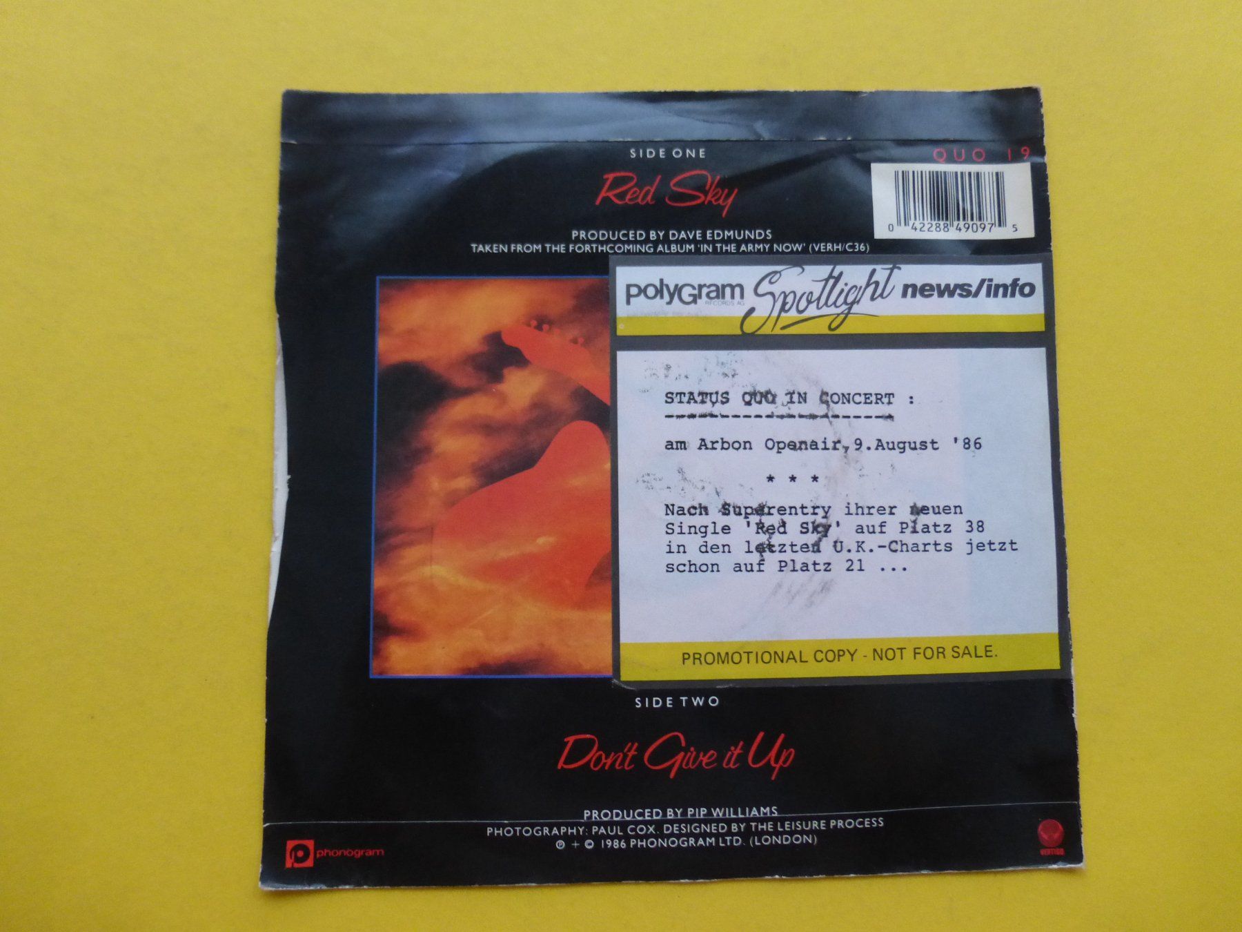 Dischi in vinile: Status Quo – Red Sky – Usato da Zürich venduto da Swiss57 1
