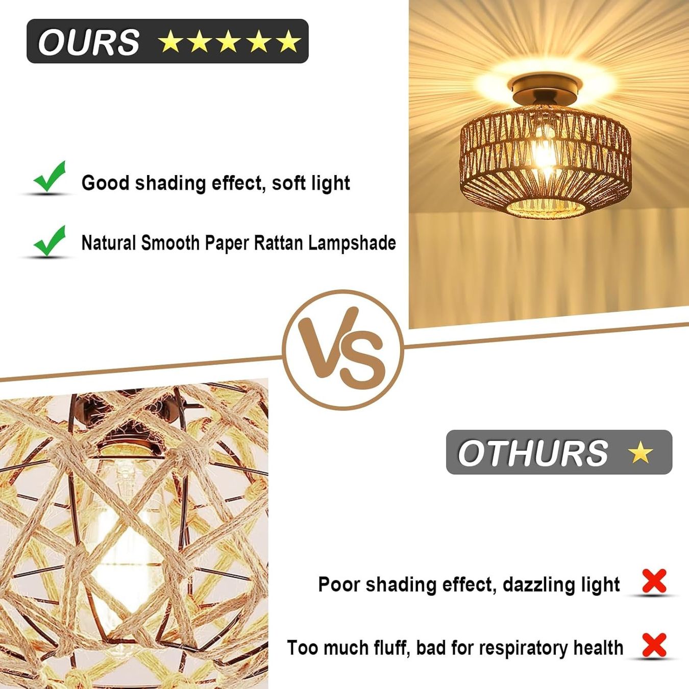 Lampadari & plafoniere: Deckenleuchte Rattan Boho Vintage Lampe E27 Dunkelbraun – Nuovo e nell'imballaggio originale da Wittenbach venduto da VELARO 5