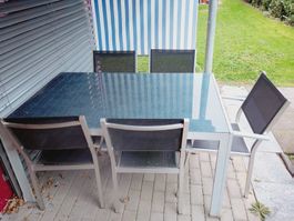 Balkon Tisch mit 6 Stühlen L:150 B:96 H:76