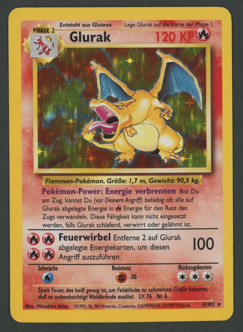 Pokémon Carte collezionabili: Glurak Holo 4/102 Base Set DE ab 1.- – Usato da Rupperswil venduto da gengarbasar