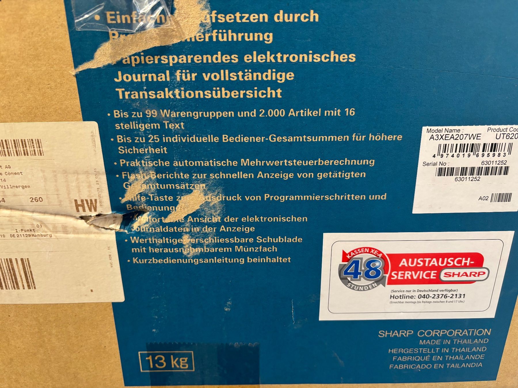 Sharp Registratore di cassa: Registrierkasse SHARP XE-A207W mit Ersatz Thermorollen – Usato da Winterthur venduto da ReUse_Baumarkt 4