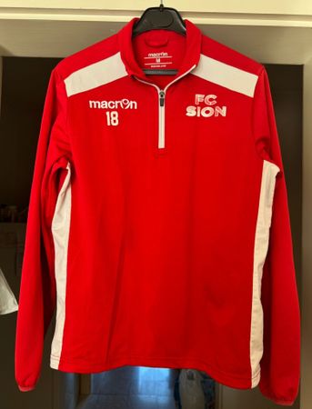 Pull FC Sion Macron rouge blanc taille M neuf