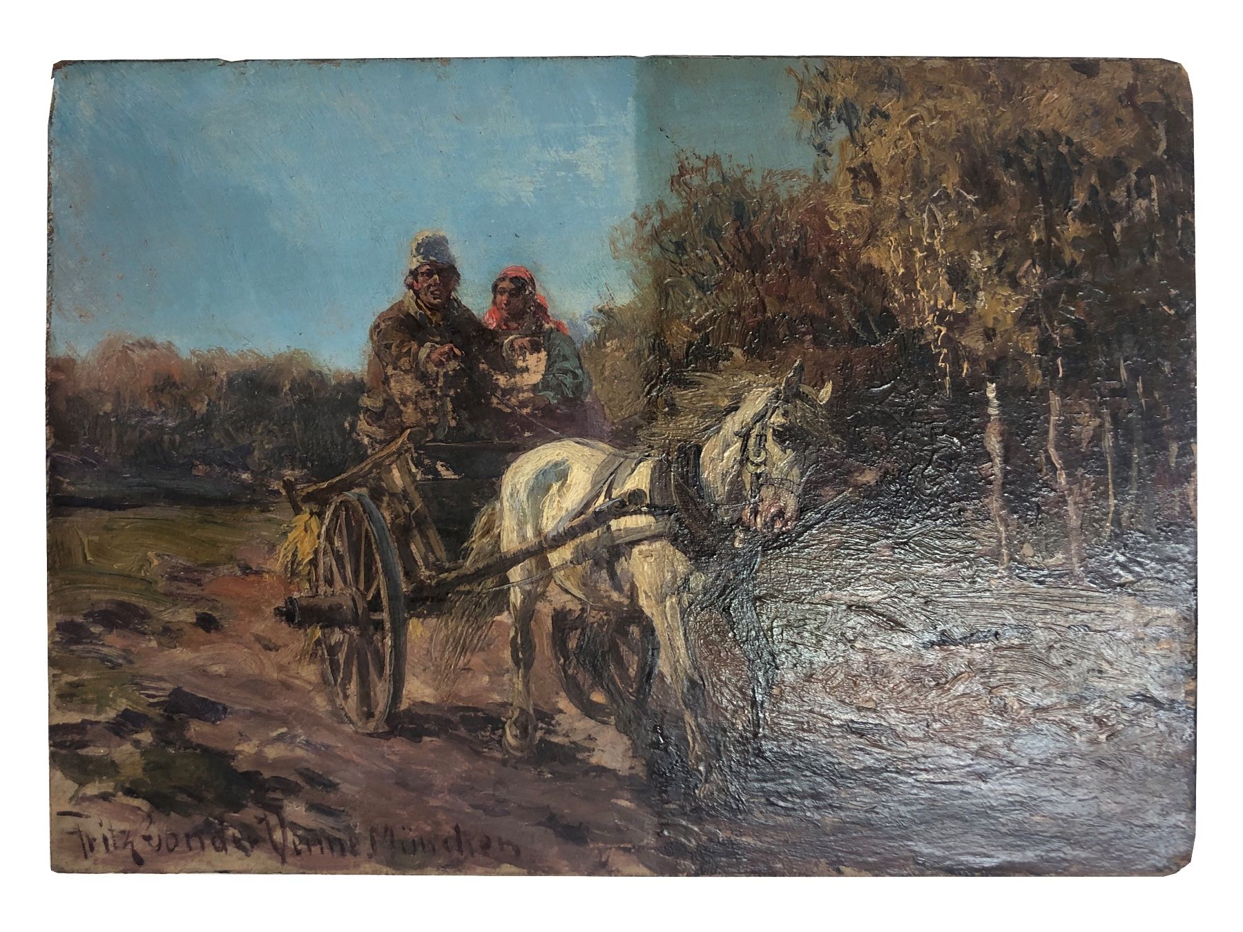 Gemälde: Ross mit Wagen sowie Bauernpaar – Gebraucht aus Domat/Ems von ren_5859 3