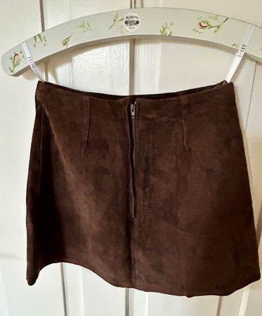 Oasis Vintage Brown Suede Mini Skirt, Size 10, Y2K Fashion