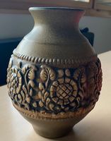 Vase Blumenmuster braun/grün H21cm guter Zustand