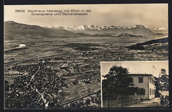 Cartoline postali: Walzenhausen, Gasthaus Meldegg mit Blick – Usato da Berlin venduto da bartko-reher