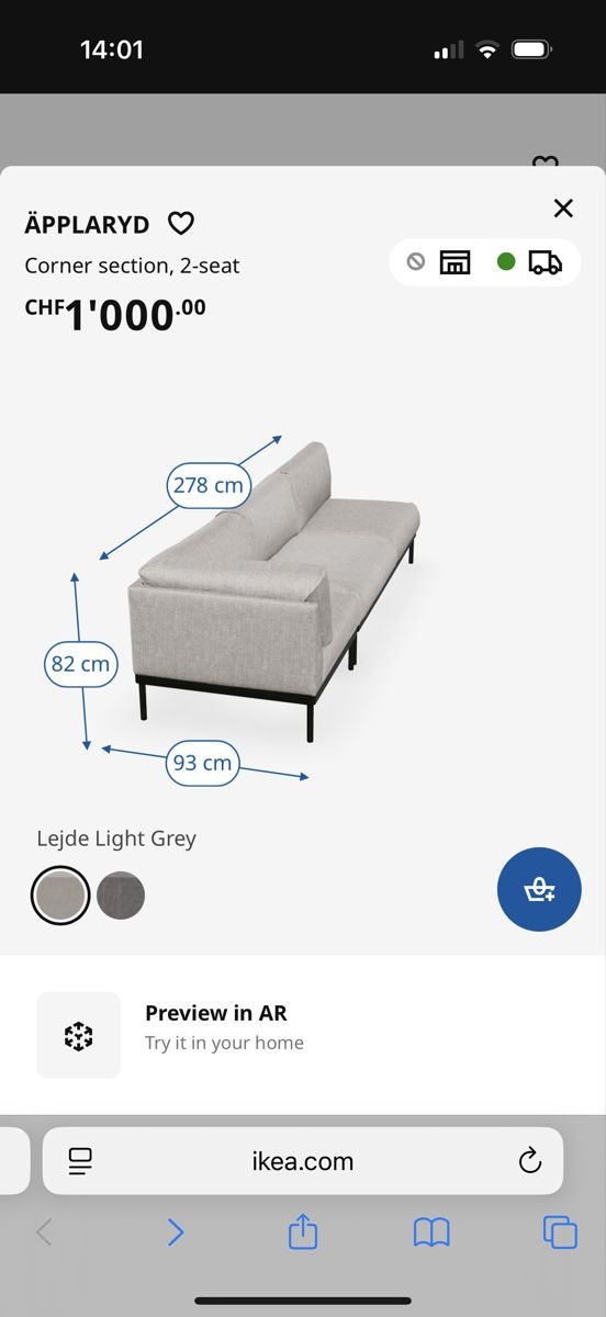 Ikea Divani: Light Gray Two-Seater Sofa and a corner section – Usato da Unterägeri venduto da may_htv2 6