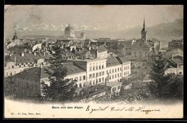AK Bern, Ortsansicht mit Alpenpanorama
