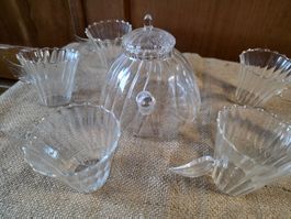 filigraner leichter Glas Tee Service Vintage