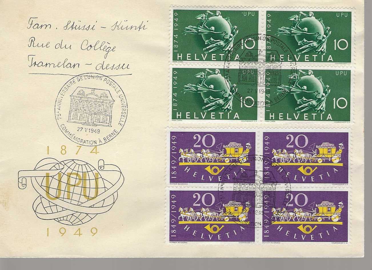 Buste & buste per spedizione: enveloppe UPU 1949 – Usato da Sorvilier venduto da carose01