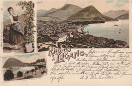 Ricordo di Lugano-Litho 1896-frühe Litho in top Erhaltung !