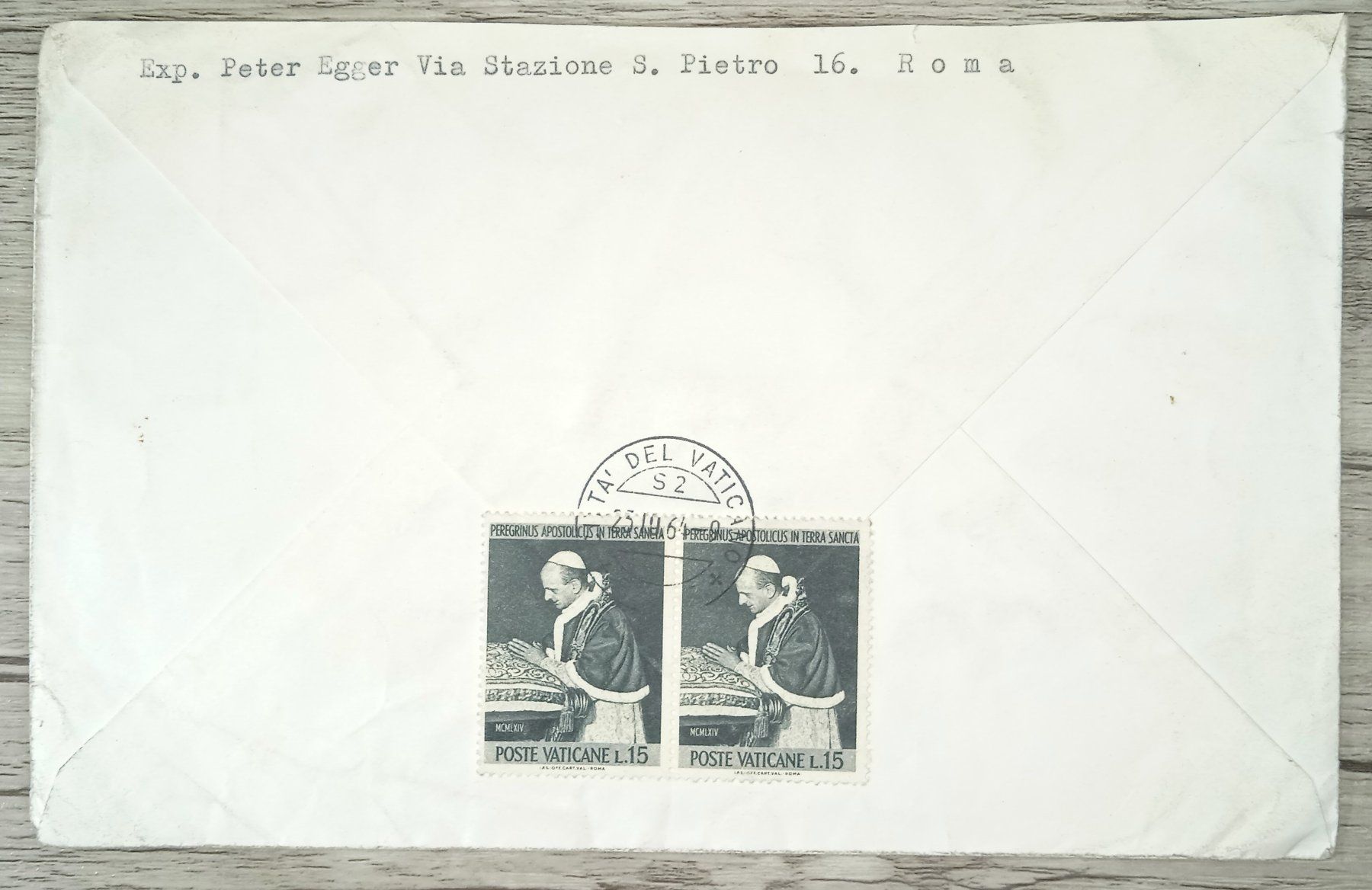 Alle Briefmarken: TR15 Enveloppe + Timbre Vaticane 1964 – Gebraucht aus Cousset von Patrick_Collections 1