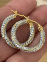 Luxus Elegante Creolen  Ohrstecker Farbe Gold Zirkonia