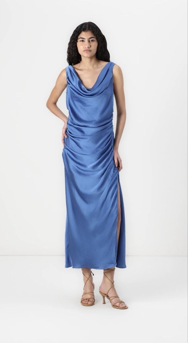 Abercrombie Vestiti: Edles Abendkleid, Satin, blau, Gr. S – Nuovo (secondo la descrizione) da Spiez venduto da gerybe 5