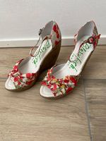Sandalen mit Keilabsatz & Blumenmunster Gr. 39