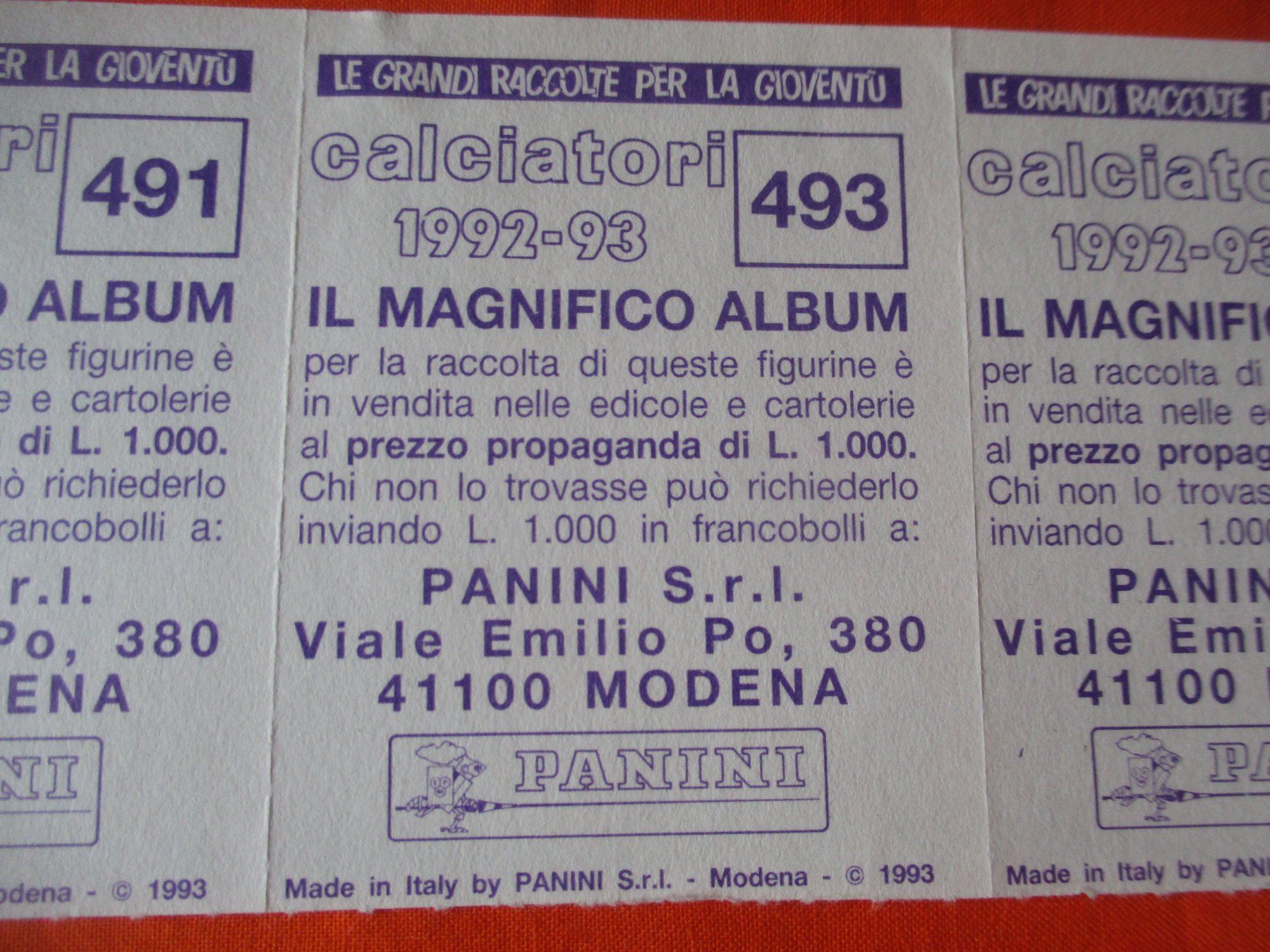 Panini Carte collezionabili: Panini Italien 1992 / 1993 – Usato da Birsfelden venduto da alles-muss-raus 1