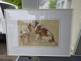 Gerahmtes Bild Hunde J. rieger gute Zustand