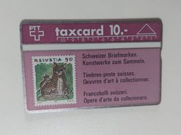 Taxcard PTT mit Briefmarke Katze 50 Rp.
