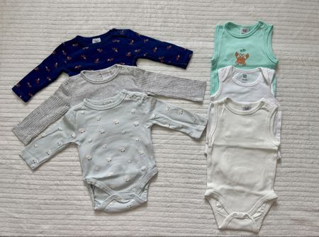 6x Baby Body Gr. 62/68 – langarm & ärmellos