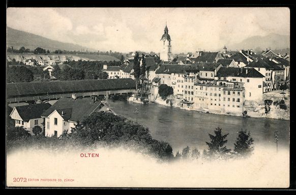 Cartes postales: Olten, Gesamtansicht mit Aare, gedeckter – D'occasion à Berlin par bartko-reher