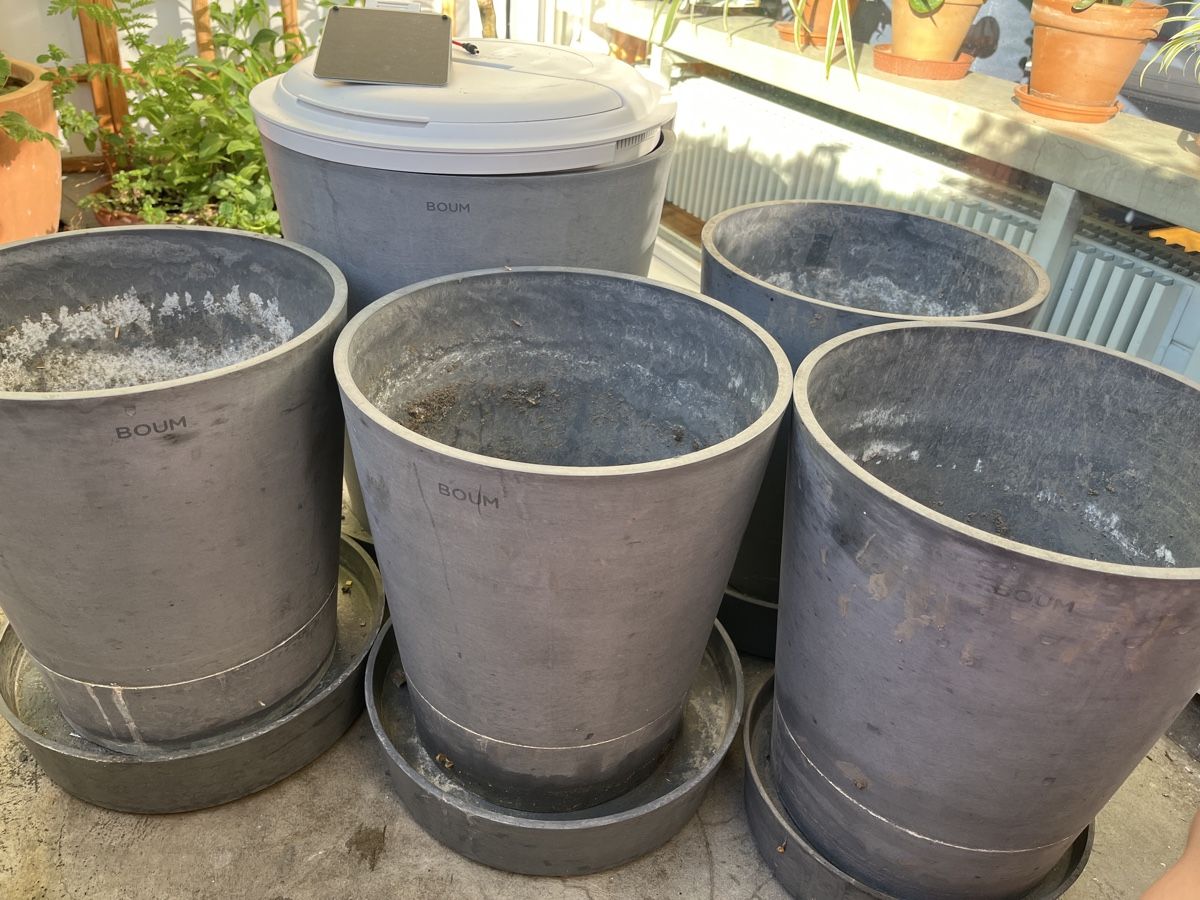 Vasi per fiori: BOUM Pflanzentöpfe mit Bewässerungssystem, Grau – Usato da Basel venduto da Roswitha91 2