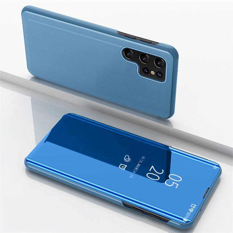 Cover & Protezioni schermo: Galaxy S22 Ultra  - étui mirroir support FLIP CASE Bleu – Nuovo e nell'imballaggio originale da Morges venduto da DigiAC