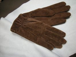 Echt Rauh Leder Handschuhe Damen Gr. S/M braun