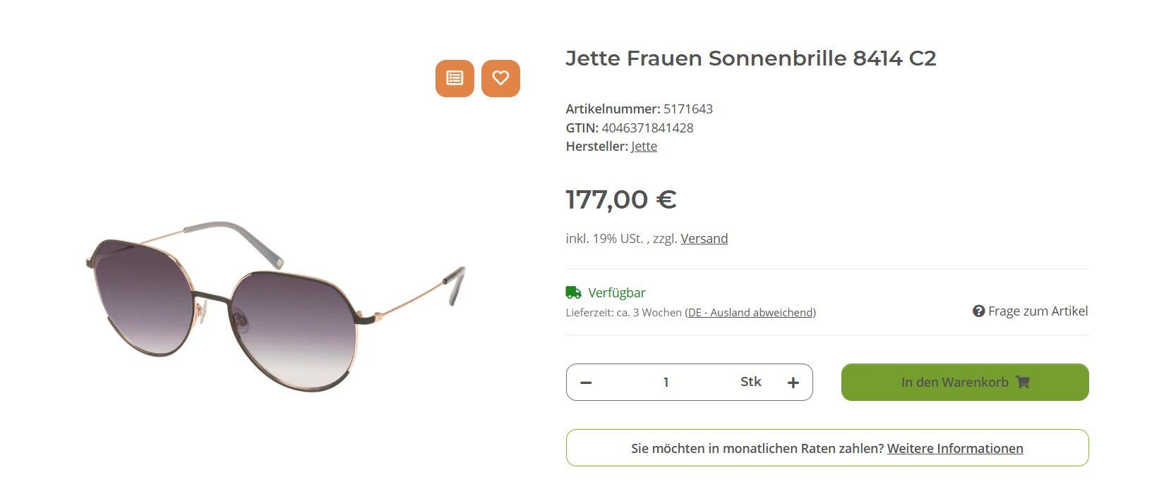 Brillen & Gläser: Sonnenbrille Marke Jette, 8414, rosé – Neu (gemäss Beschreibung) aus Schattenhalb von kai_v59l 8
