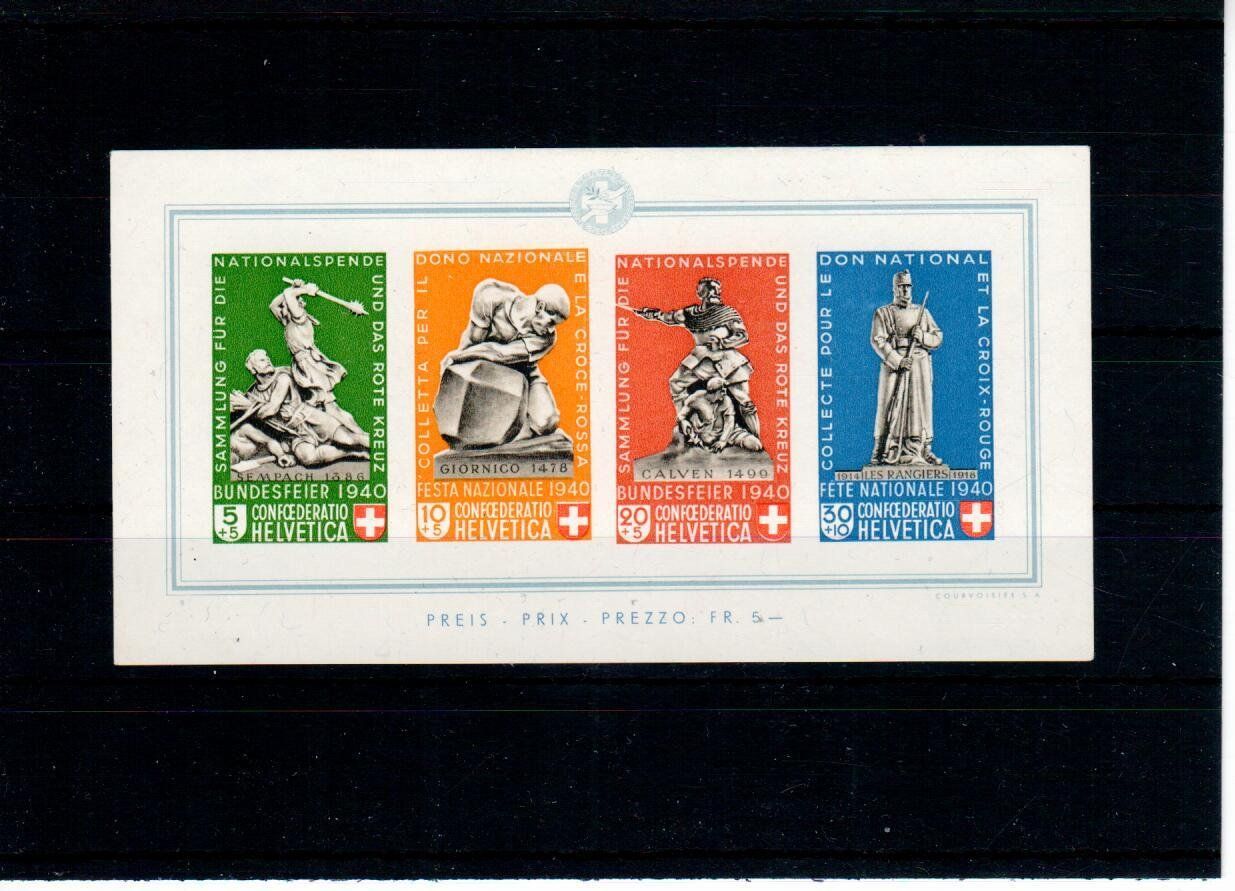 Tutti i francobolli: Bundesfeier 1940 Block ** – Usato da Wolhusen venduto da Curver9