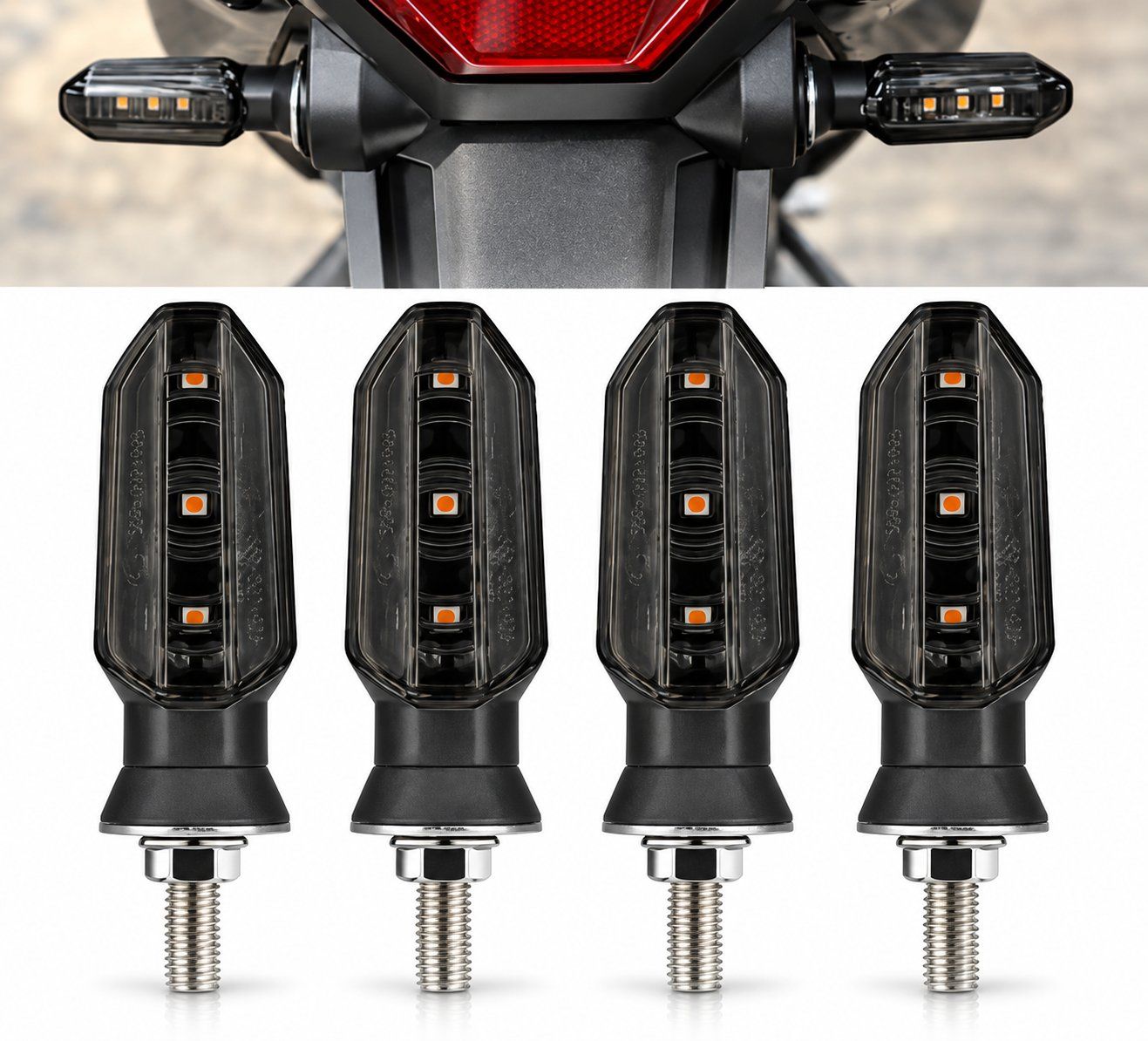 Tutti i ricambio per moto: 4x Motorrad Mini LED Blinker Universal E-Geprüft Smoke – Nuovo e nell'imballaggio originale da Untersiggenthal venduto da customs