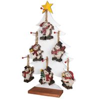 Baumschmuck 6 süsse Weihnachtsfiguren aus Holz