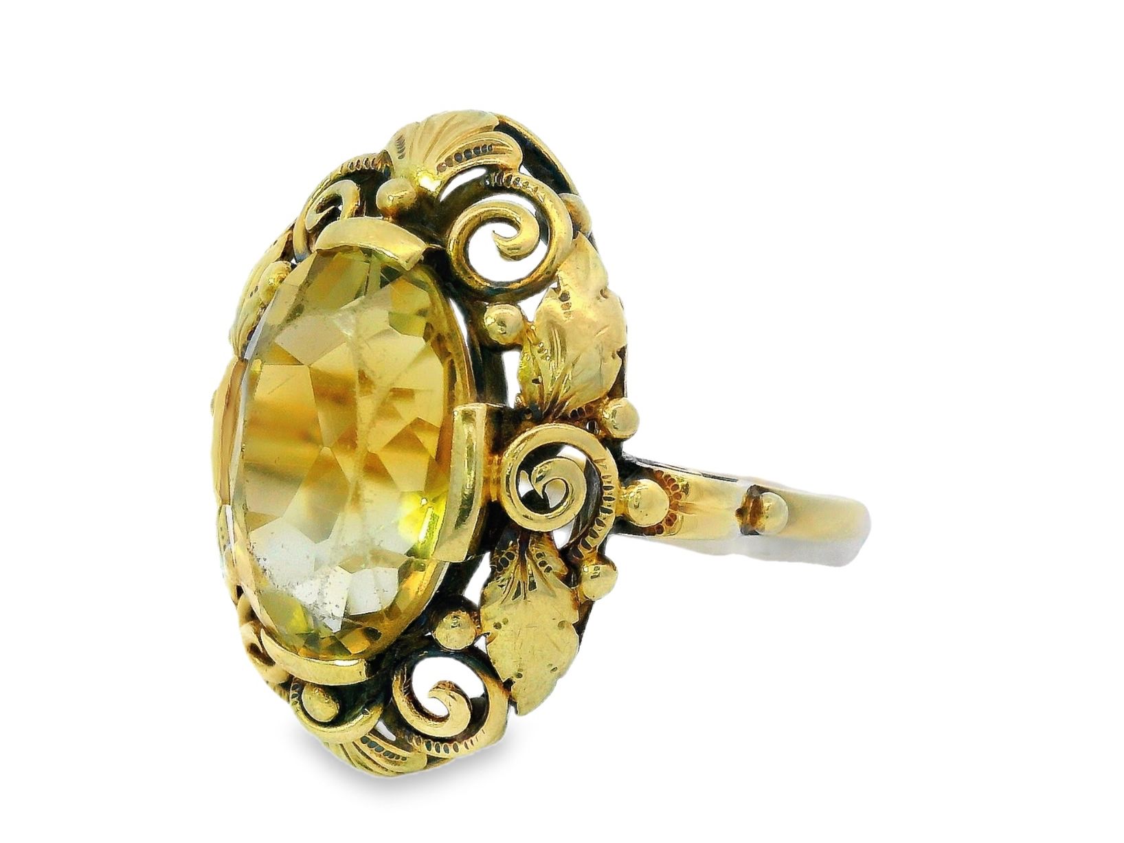 Anelli: Antik 14k 585 Gold Citrin Statement Ring – Usato da Embrach venduto da estzeh1