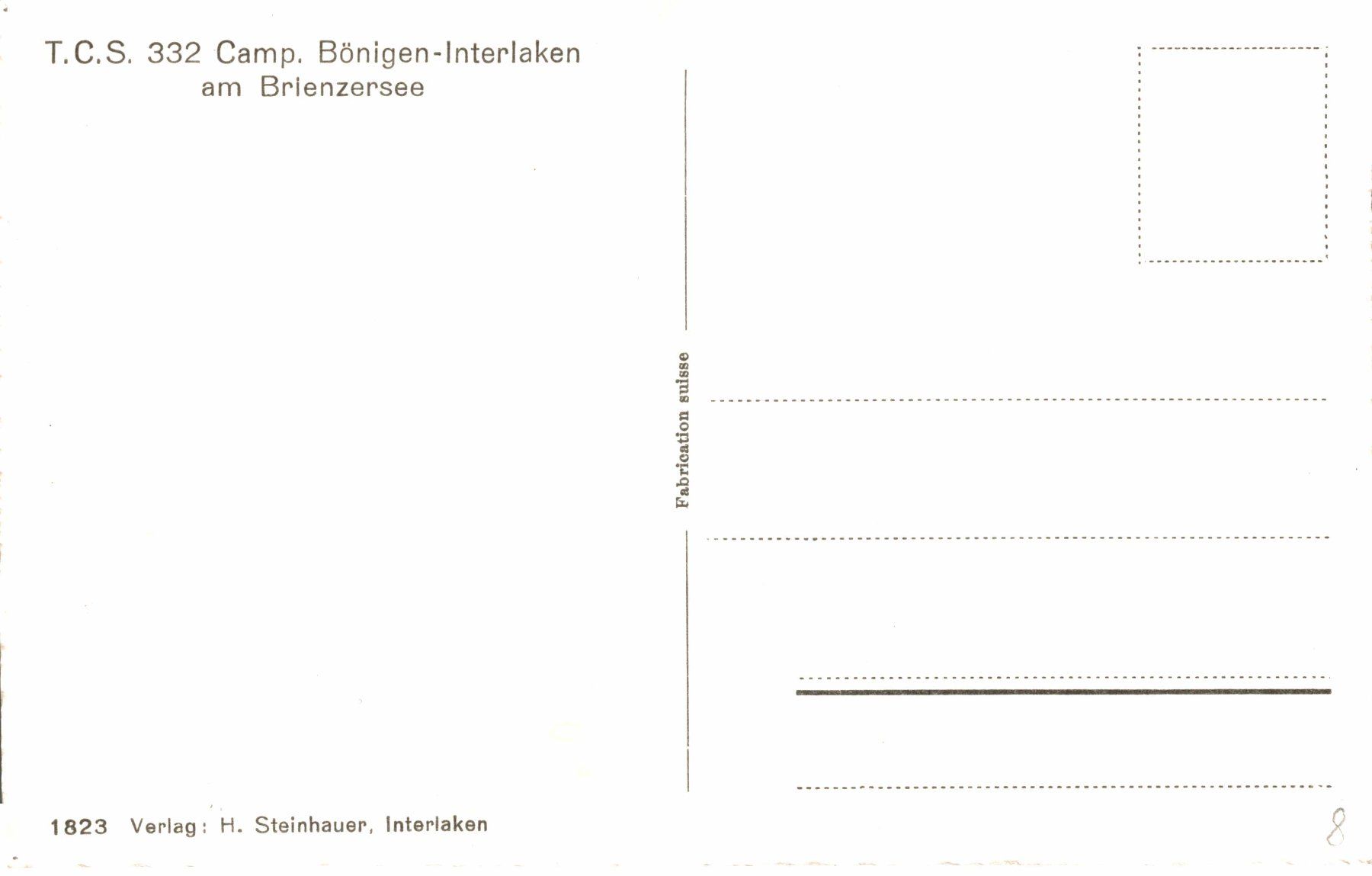 Cartoline postali: Camping Bönigen - Interlaken am Brienzersee – Usato da Bronschhofen venduto da Astore 1
