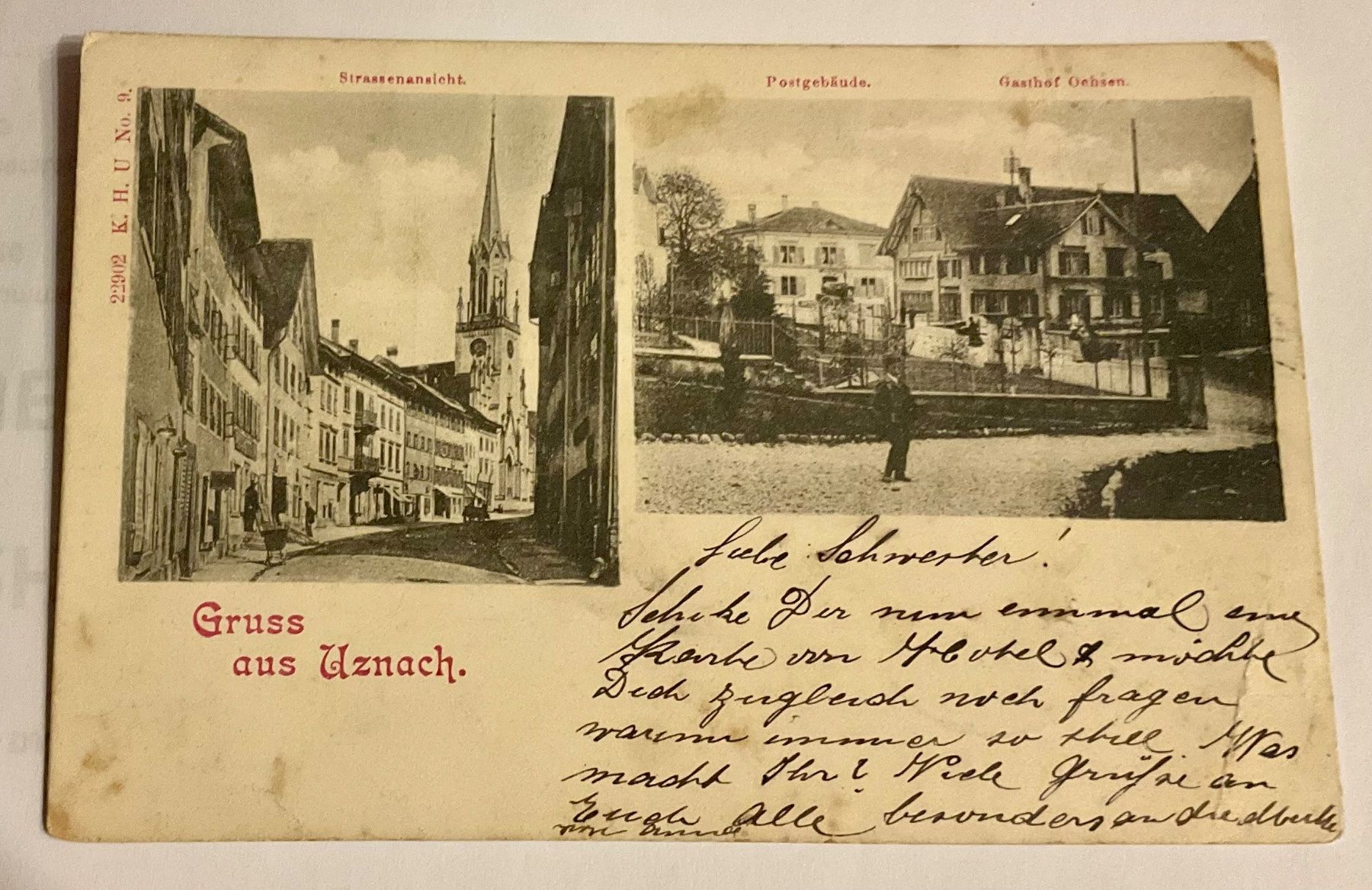 Cartoline postali: Gruss aus Uznach - 1902, 2 Bild AK, – Usato da Schlieren venduto da zoro18