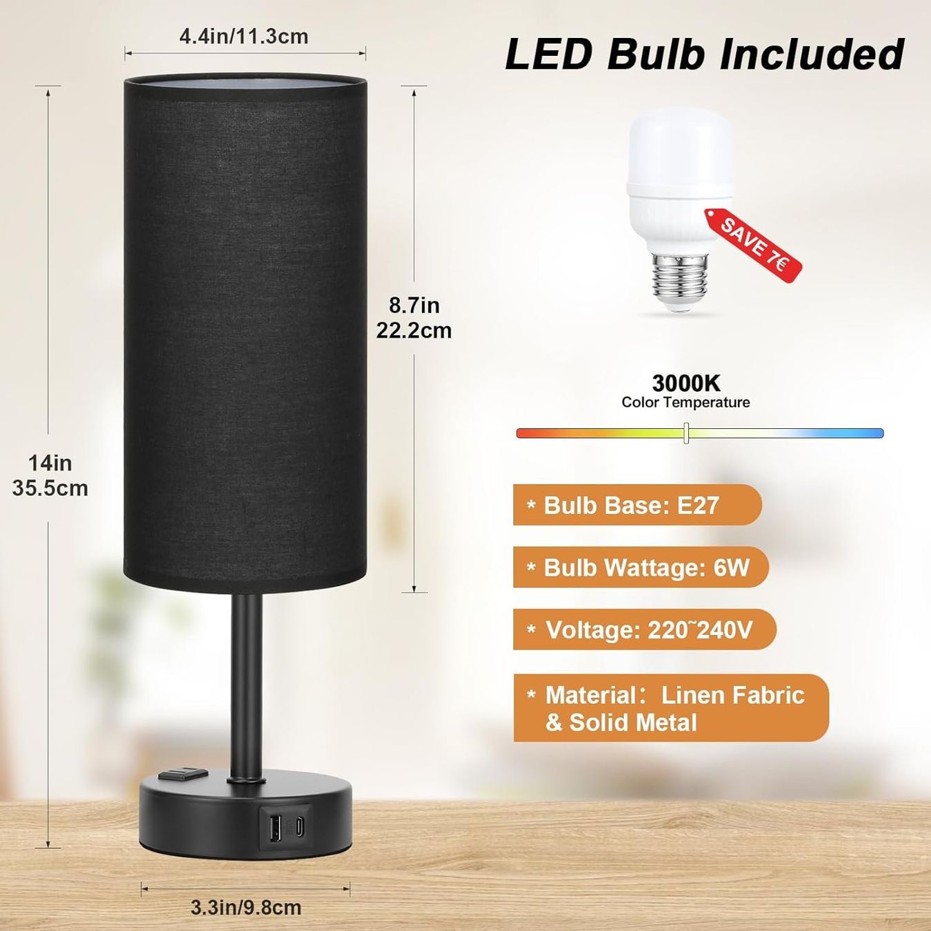 Lampade: Nachttischlampe Touch Dimmbar mit USB – Nuovo e nell'imballaggio originale da Nuglar venduto da SaleRitter 5