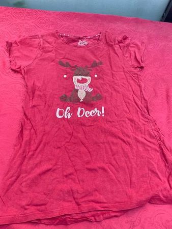 Kinder T-Shirt rot mit Renntier S (140/146)