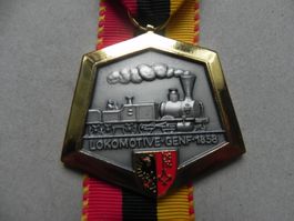 Medaille Schweiz Lokomotive Genf Genève 1858 Prägung 1971