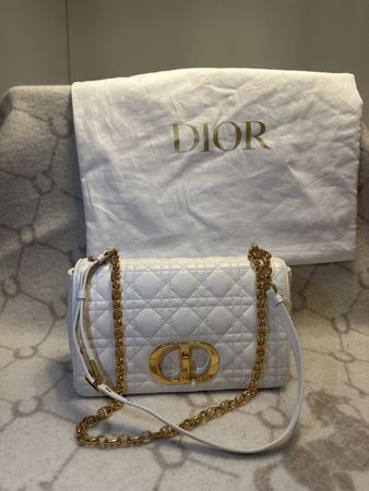 Original Dior Caro Medium Bag Weiss