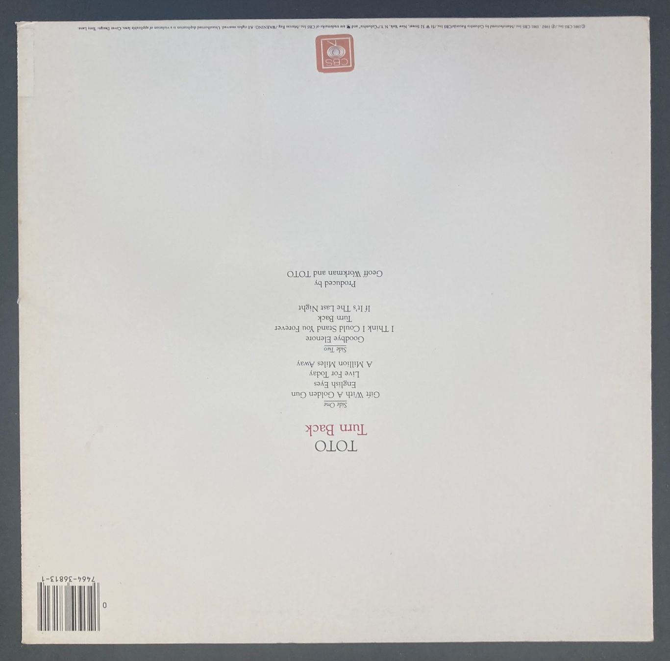 Vinyles: TOTO - TURN BACK – D'occasion à Poliez-Pittet par Newtown-Records 1