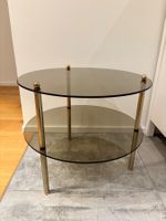 Salontisch gold / Glas fumé, retro Stil