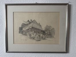 Birlihof, Mettlenau – Emmentaler Bauernhaus, Bleistift 1962