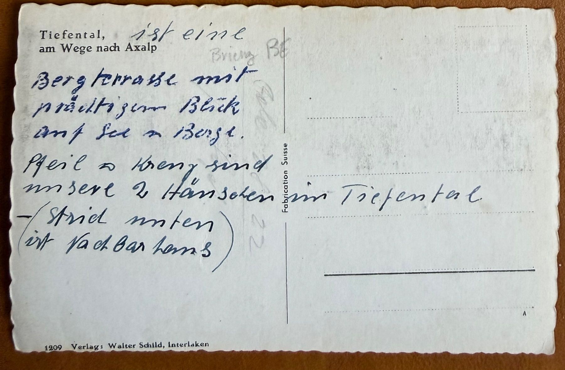 Cartoline postali: Axalp - Tiefental - AK – Usato da Lutry venduto da Ediego 1