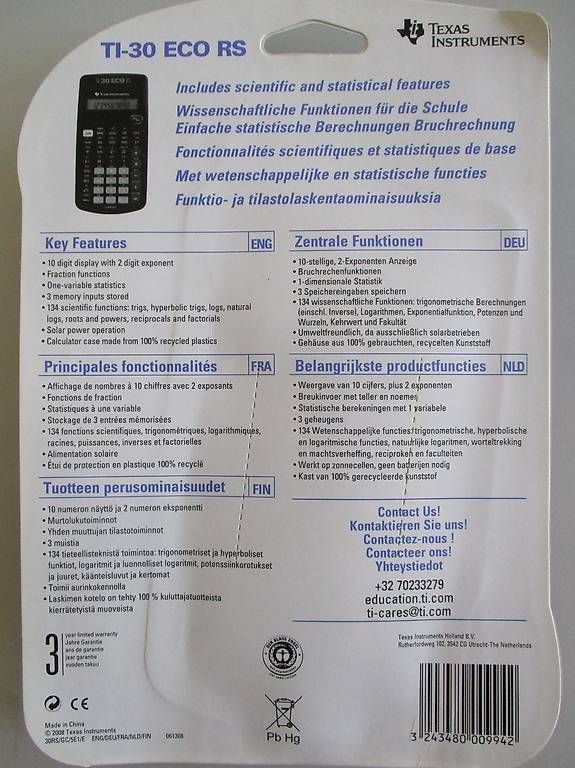 Calcolatrici tascabili: Taschenrechner TI-30 ECO RS – Usato da Basel venduto da exakt-neutral 2