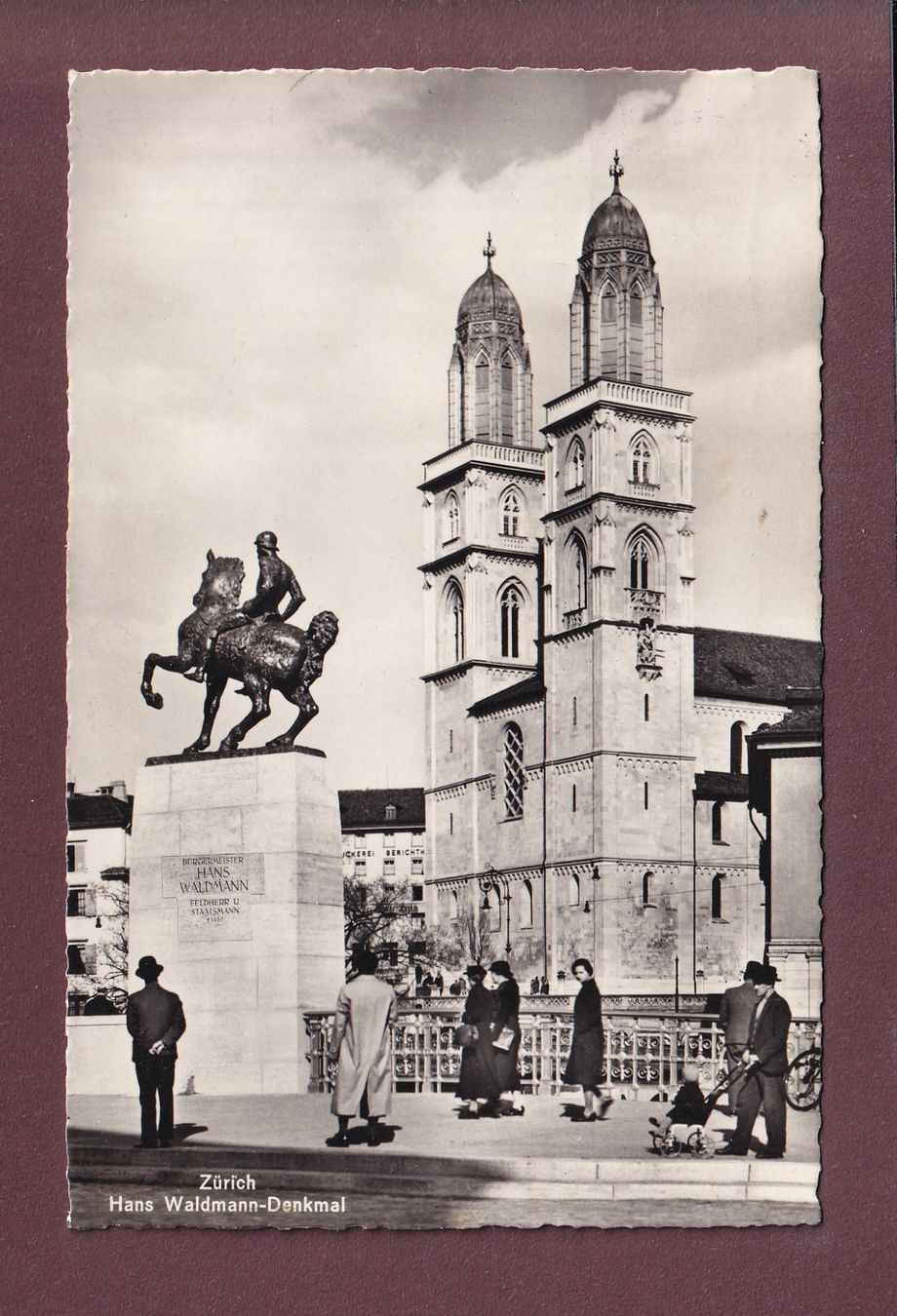 Cartoline postali: ZÜRICH - Hans Waldmann-Denkmal - 1940 – Usato da Pully venduto da nicecards