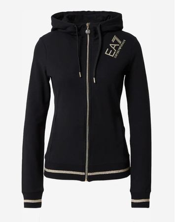 EA7 Armani Damen Sweatjacke Kapuze Schwarz/Gold Gr. M (S)