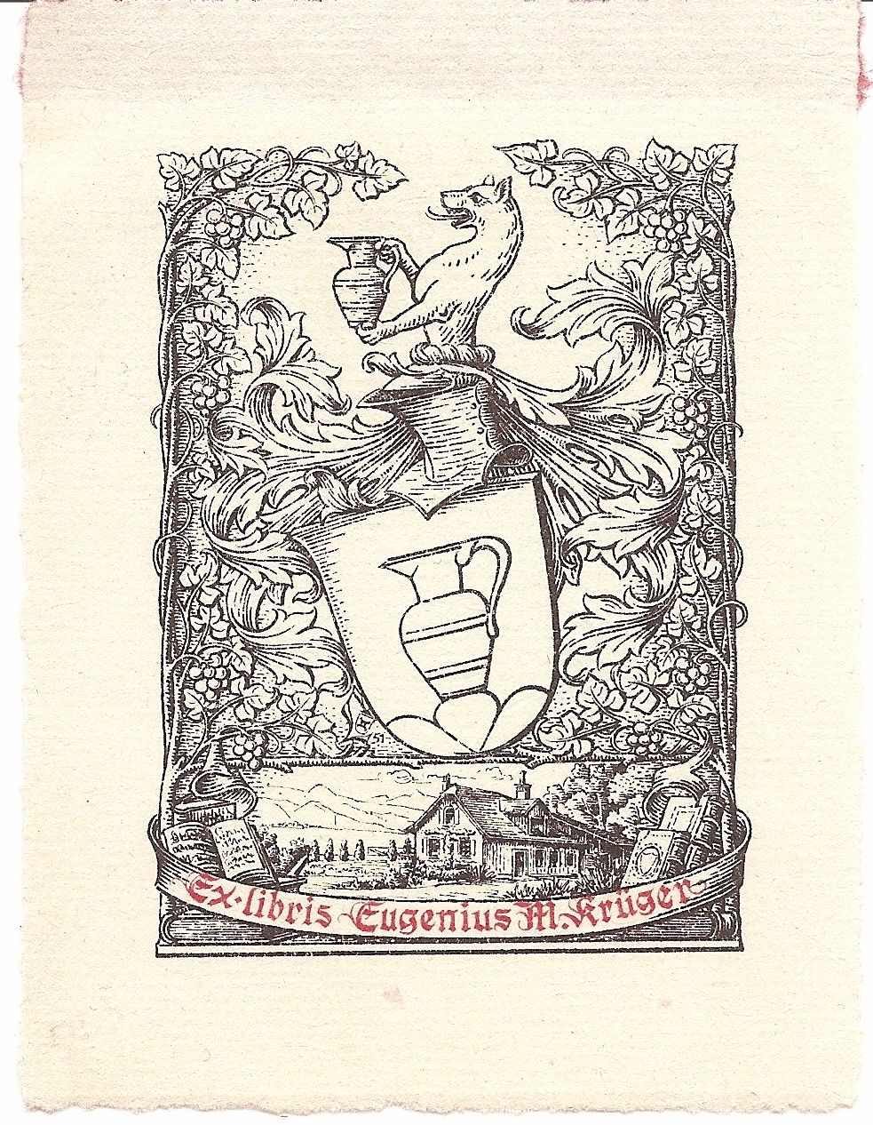Stiche: Ex-libris héraldique KRÜGER, Eugenius M. Grisons. – Gebraucht aus Farvagny-le-Grand von OlivierFurrer