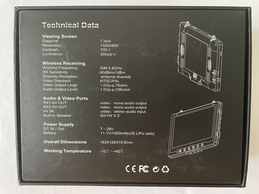 Monitor FPV 7″ Black Pearl RC801 – 3D Robotics – Nuovo In Scatola