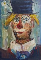 Clownbild, Gaston Tyko, Oel auf Platte